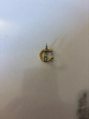 Gold-Tone Hoop Earring with Green Bead Accents - Women's Jewelry